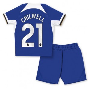 Chelsea Ben Chilwell #21 Hjemmebanesæt Børn 2023-24 Kort ærmer (+ korte bukser)